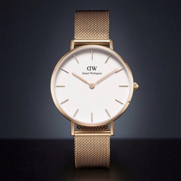Shop Authentic Daniel Wellington Petite Melrose White Dial Rose Gold Mesh Strap Watch For Women - DW00100305 - Luxxuri
