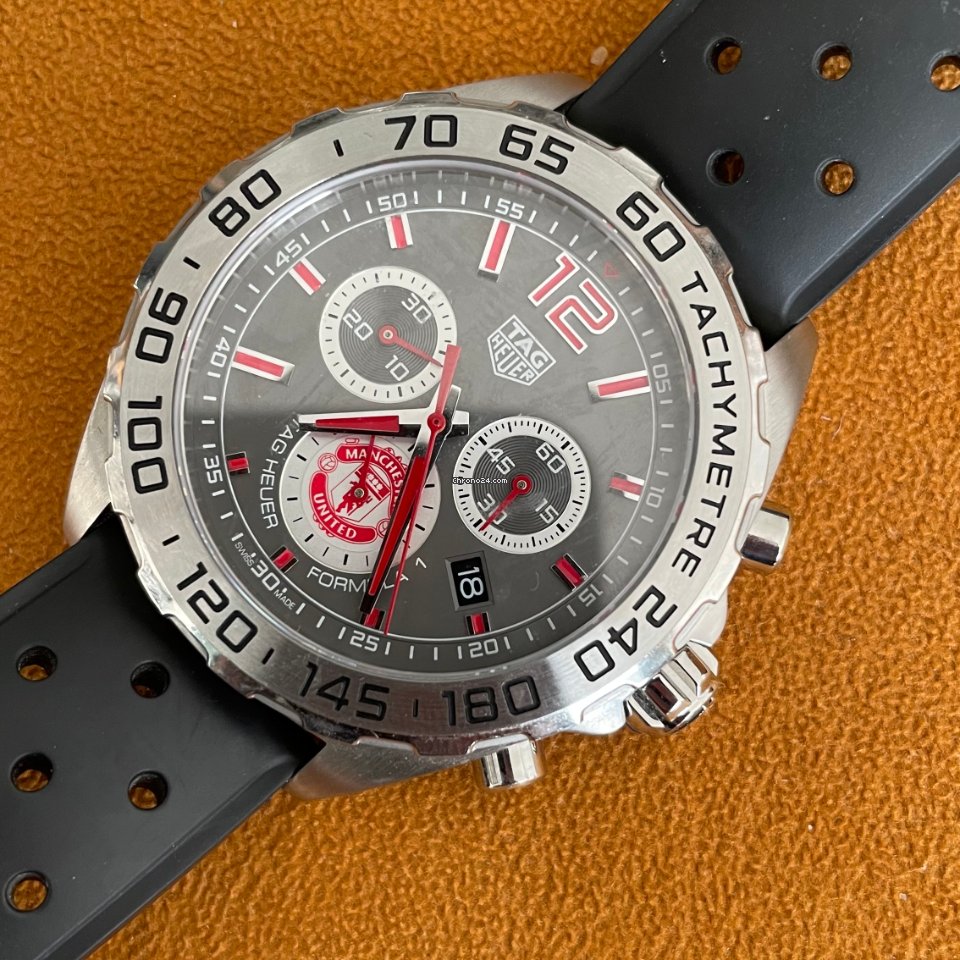 Shop Authentic Tag Heuer Formula 1 Manchester United Special Edition Grey Dial Black Silicone Strap Watch for Men - CAZ101M.FT8024 - Luxxuri