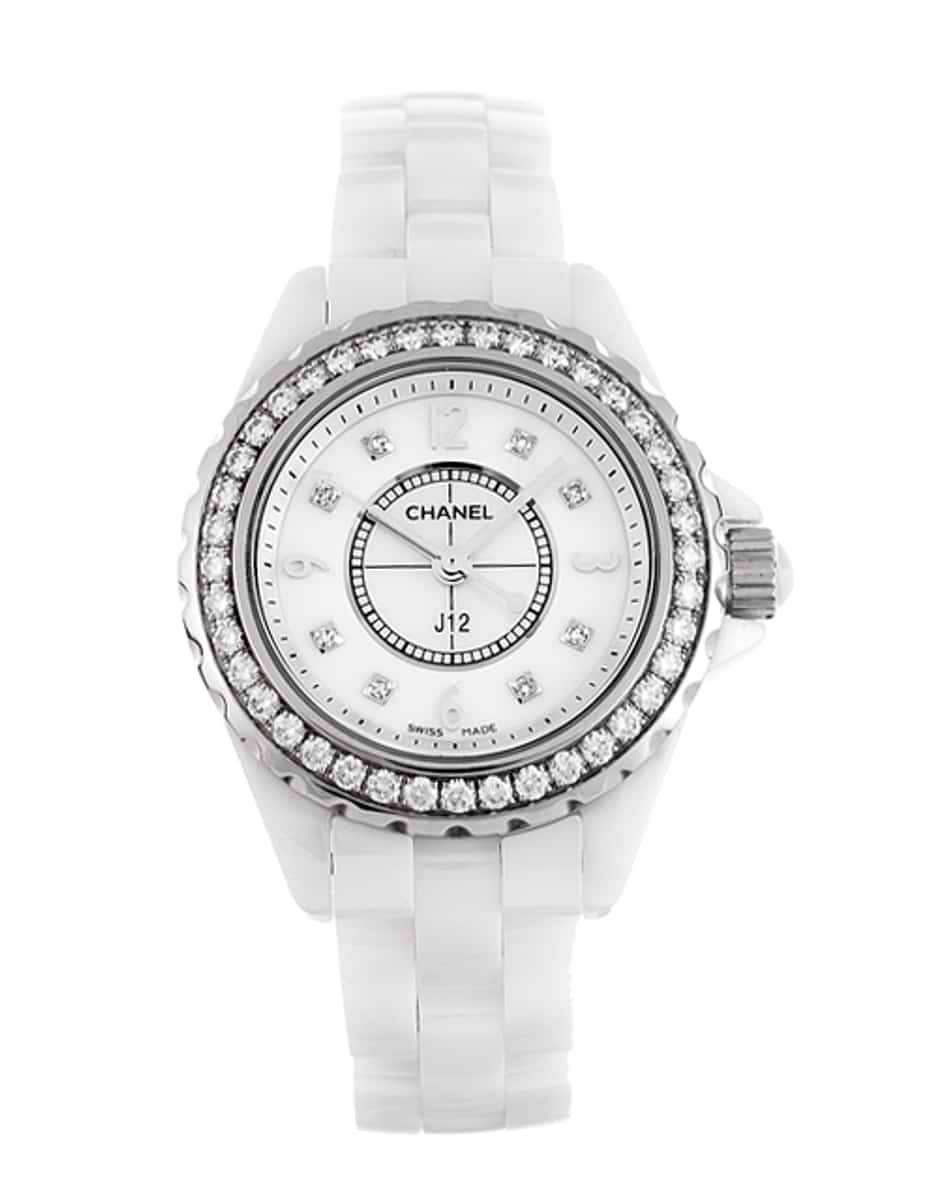 Shop Authentic Chanel J12 Diamonds Quartz White Dial White Steel Strap Watch for Women - J12 H2572 - Luxxuri