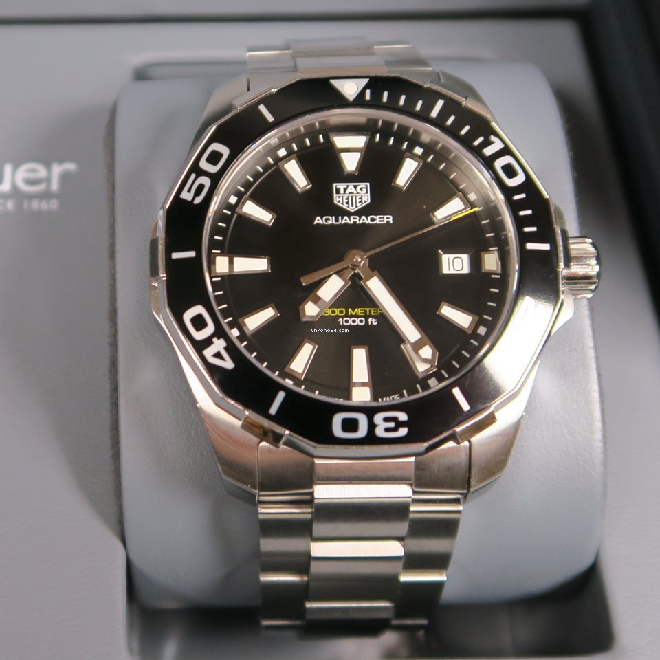 Shop Authentic Tag Heuer Aquaracer Black Dial Silver Steel Strap Watch for Men - WAY111A.BA0928 - Luxxuri