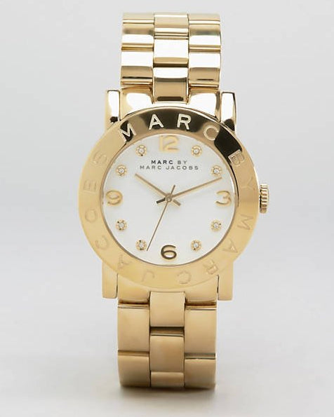 Shop Authentic Marc Jacobs Amy White Dial Gold Steel Strap Watch for Women - MBM3056 - Luxxuri