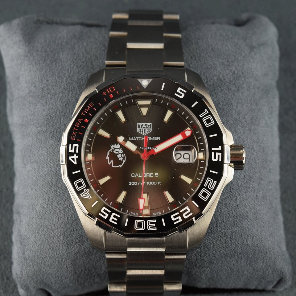 Shop Authentic Tag Heuer Aquaracer Calibre 5 Premiere League Edition Black Dial Silver Stainless Steel Watch for Men - WAY201D.BA0927 - Luxxuri