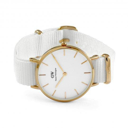 Shop Authentic Daniel Wellington Classic Petite Dover White Dial White Nylon Strap Watch For Women - DW00100311 - Luxxuri