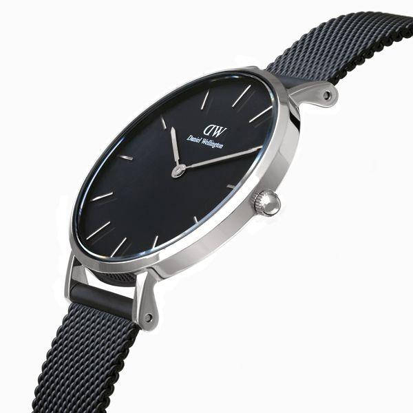 Shop Authentic Daniel Wellington Petite Ashfield Black Dial Black Mesh Strap Watch For Women - DW00100308 - Luxxuri