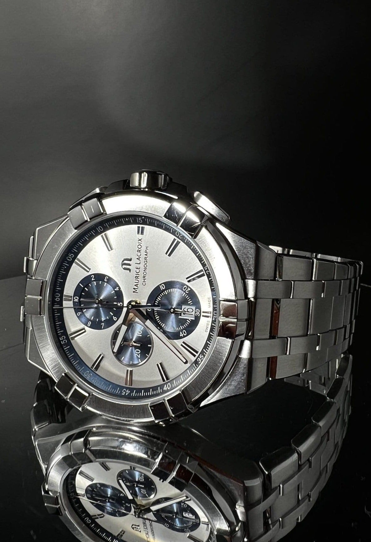 Shop Authentic Maurice Lacroix Aikon Chronograph Silver Dial Silver Steel Strap Watch for Men - AI1018-SS002-131-1 - Luxxuri