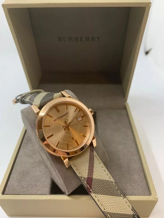 Shop Authentic Burberry The City Rose Gold Dial Brown Leather Strap Watch for Women - BU9040 - Luxxuri