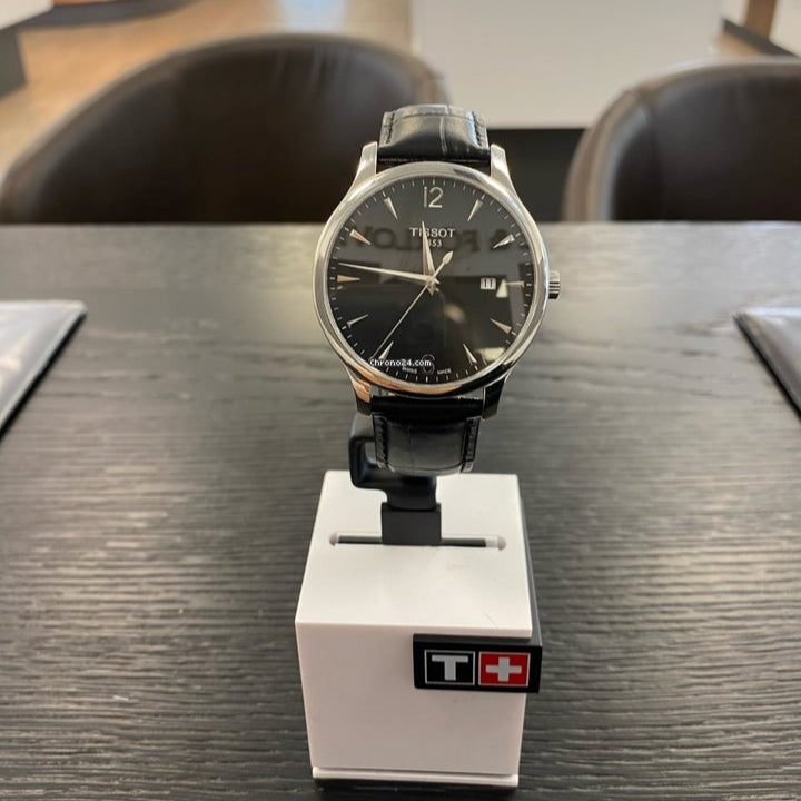 Shop Authentic Tissot T Classic Tradition Black Dial Black Leather Strap Watch For Men - T063.610.16.057.00 - Luxxuri