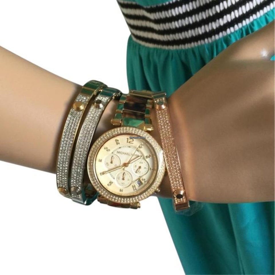 Shop Authentic Michael Kors Parker Gold Dial Two Tone Steel Strap Watch for Women - MK5688 - Luxxuri