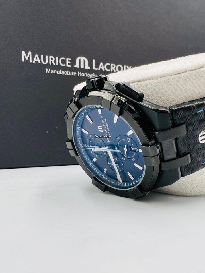 Shop Authentic Maurice Lacroix Aikon Chronograph Limited Edition Black Dial Black Leather Strap Watch for Men - AI1018-PVB01-337-1 - Luxxuri