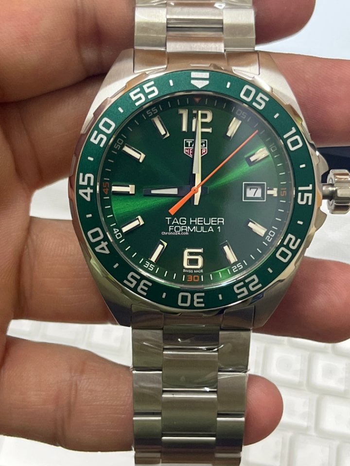 Shop Authentic Tag Heuer Formula 1 Quartz Green Dial Silver Steel Strap Watch for Men - WAZ1017.BA0842 - Luxxuri