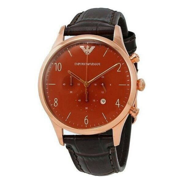Shop Authentic Emporio Armani Classic Chronograph Burgundy Dial Brown Leather Strap Watch For Men - AR1890 - Luxxuri