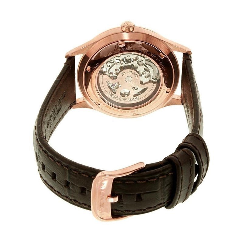 Shop Authentic Emporio Armani Meccanico White Dial Brown Leather Strap Watch For Men - AR1920 - Luxxuri