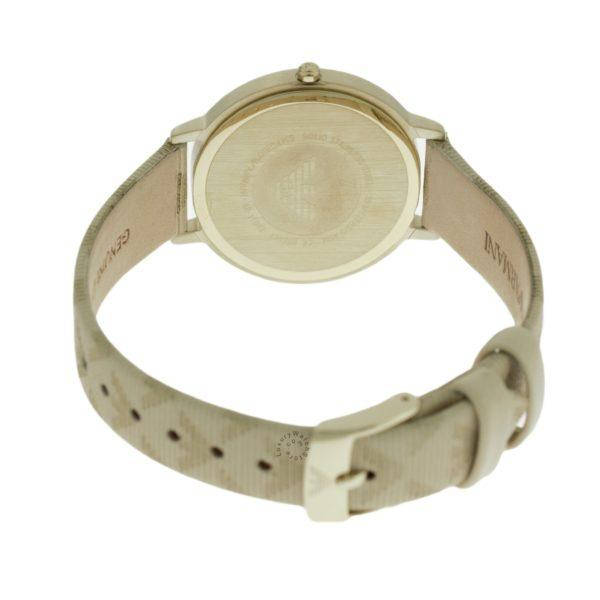 Shop Authentic Emporio Armani Kappa Quartz Silver Dial Beige Leather Strap Watch For Women - AR11042 - Luxxuri