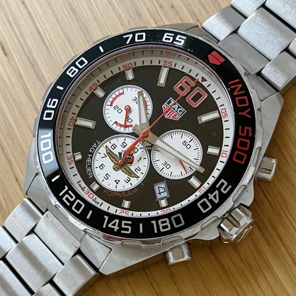 Shop Authentic Tag Heuer Formula 1 Indy 500 Special Edition Black Dial Silver Steel Strap Watch for Men - CAZ101V.BA0842 - Luxxuri