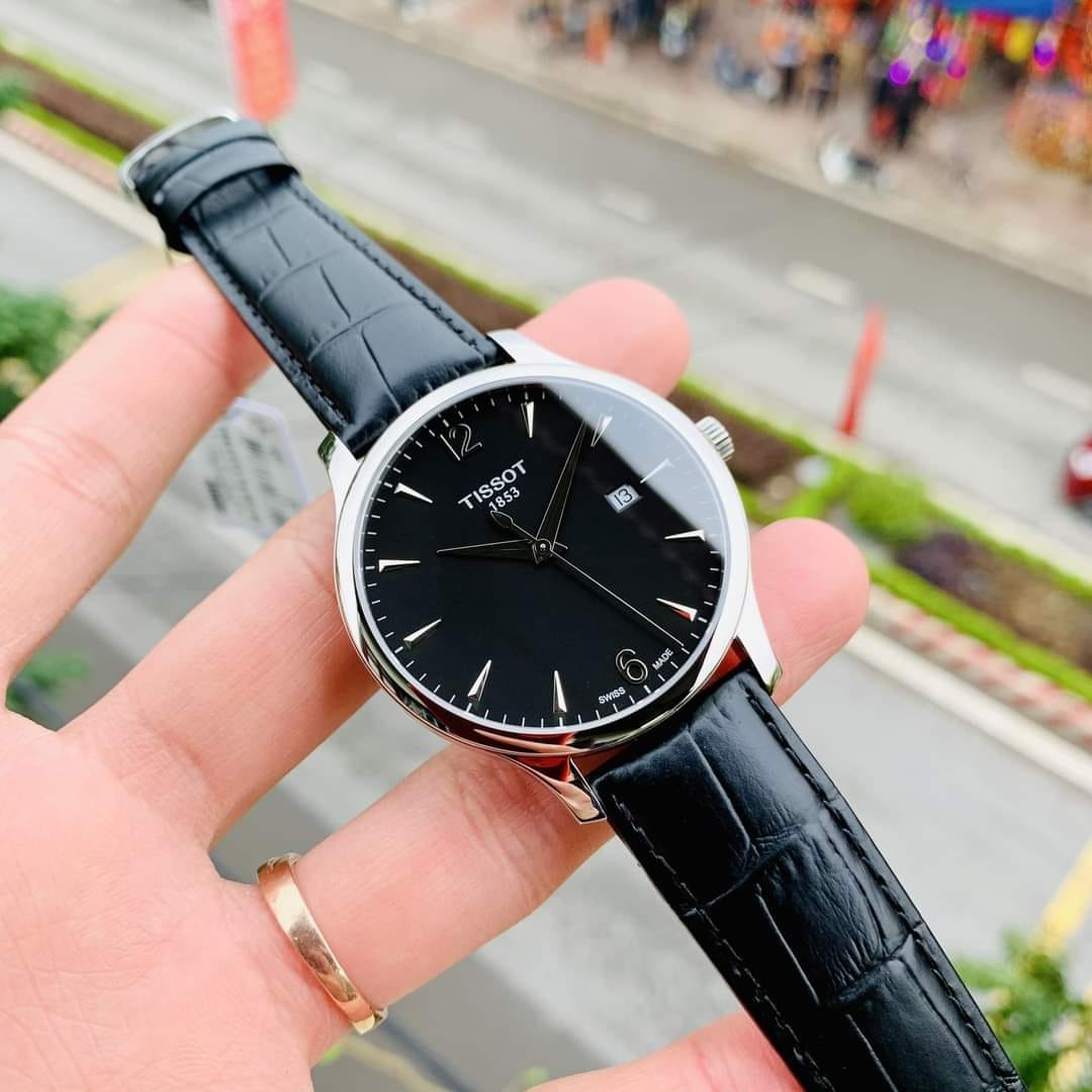 Shop Authentic Tissot T Classic Tradition Black Dial Black Leather Strap Watch For Men - T063.610.16.057.00 - Luxxuri