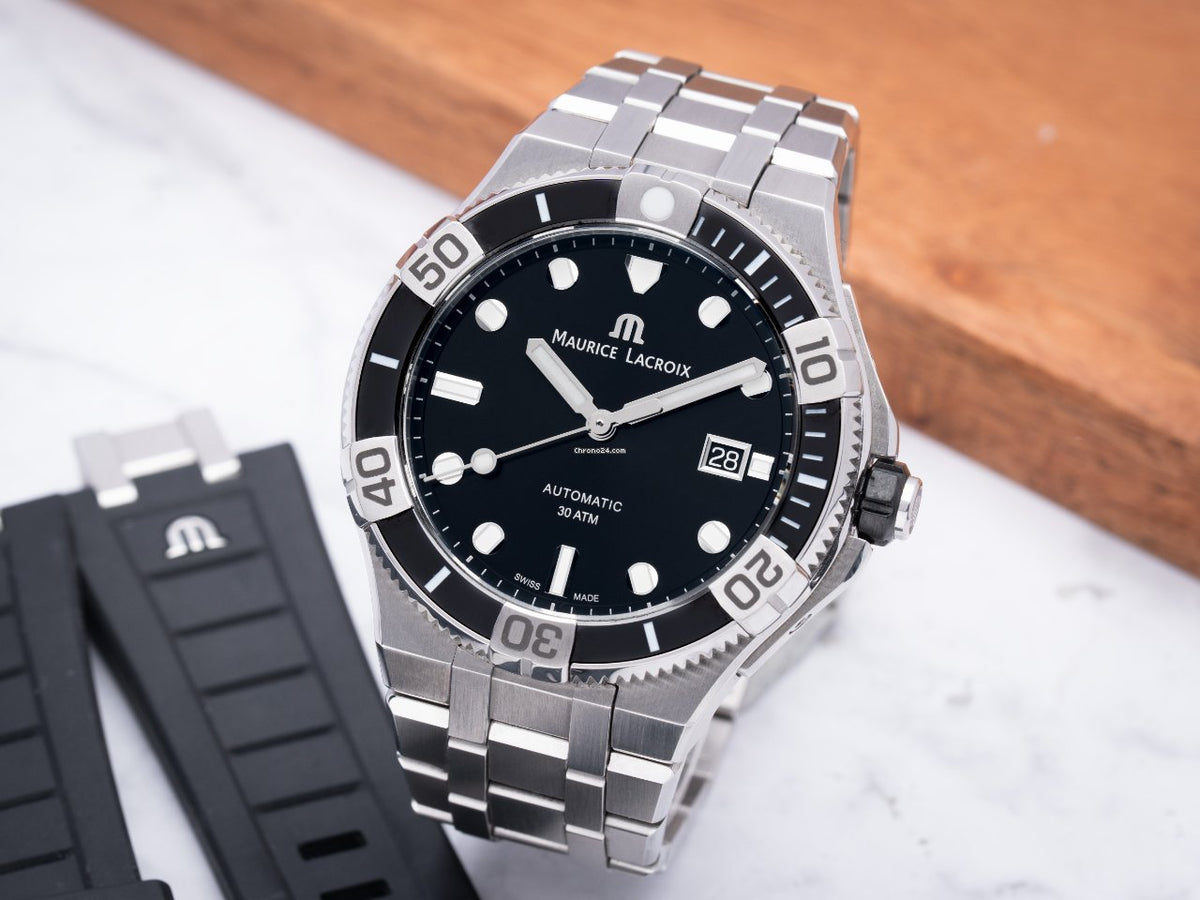 Shop Authentic Maurice Lacroix Aikon Venturer Black Dial Silver Steel Strap Watch for Men - AI6058-SS002-330-1 - Luxxuri