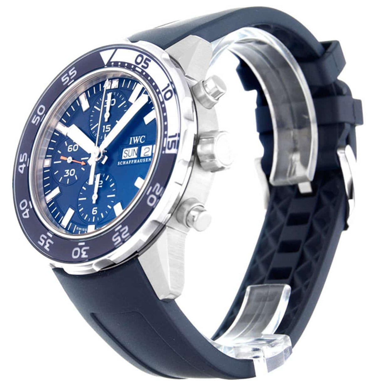 Shop Authentic IWC Aquatimer Chronograph Blue Dial Blue Rubber Strap Watch for Men - IW376711 - Luxxuri
