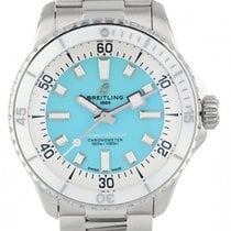 Breitling Superocean Automatic 36 Turquoise Dial Silver Steel Strap Watch for Men - A17377211C1A1
