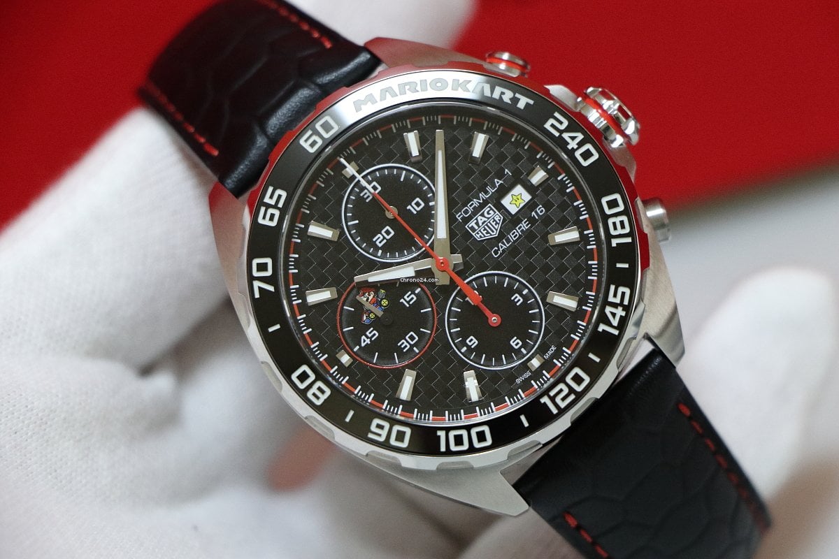 Shop Authentic Tag Heuer Formula 1 Mario Kart Chronograph Black Dial Black Leather Strap Watch for Men - CAZ201E.FC6517 - Luxxuri