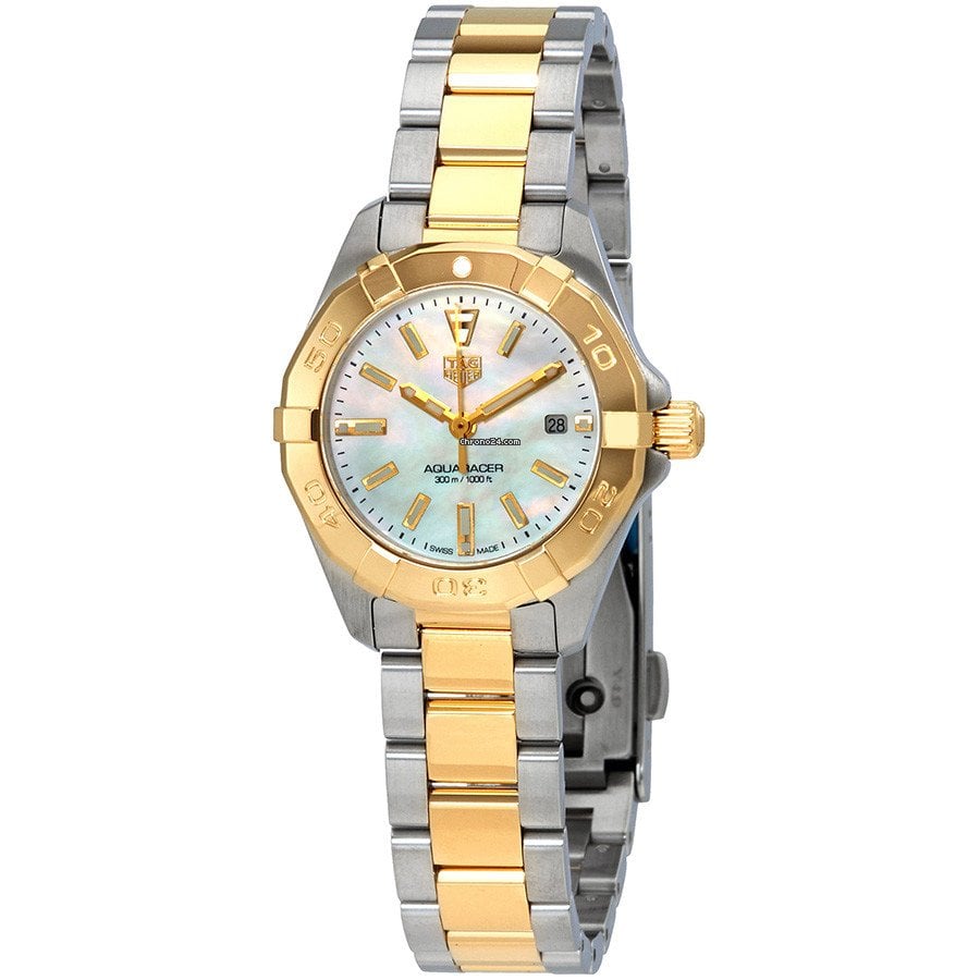 Shop Authentic Tag Heuer Aquaracer Mother of Pearl Dial Two Tone Steel Strap Watch for Men - WBD1420.BB0321 - Luxxuri
