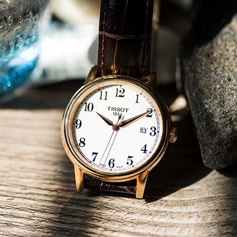 Shop Authentic Tissot T Classic Carson Quartz White Dial Brown Leather Strap Watch for Men - T085.410.36.012.00 - Luxxuri
