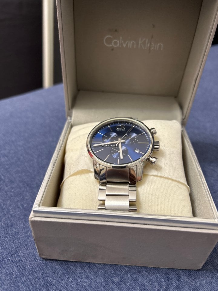 Shop Authentic Calvin Klein City Chronograph Blue Dial Silver Steel Strap Watch for Men - K2G2714N - Luxxuri