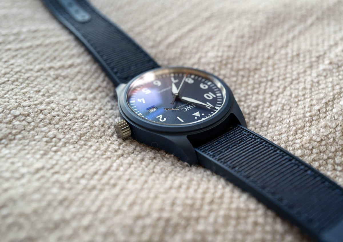 Shop Authentic IWC Pilot’s Watch Automatic "Laureus Sport for Good" Edition Blue Dial Blue Nylon Strap Watch for Men - IW328101 - Luxxuri