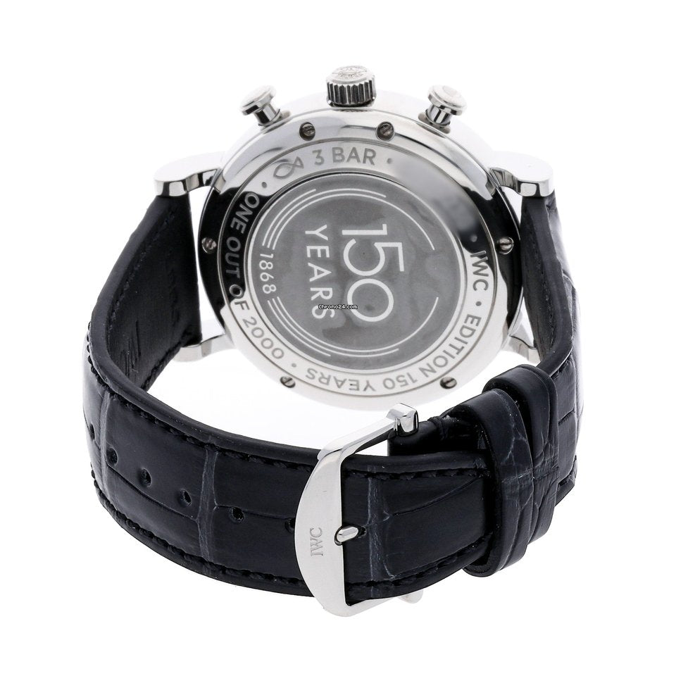 Shop Authentic IWC Portofino Chronograph Blue Dial Black Leather Strap Watch for Men - IW391023 - Luxxuri