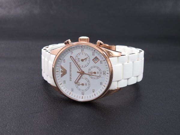 Shop Authentic Emporio Armani Sportivo Silver Dial White Silicone Strap Watch For Women - AR5920 - Luxxuri