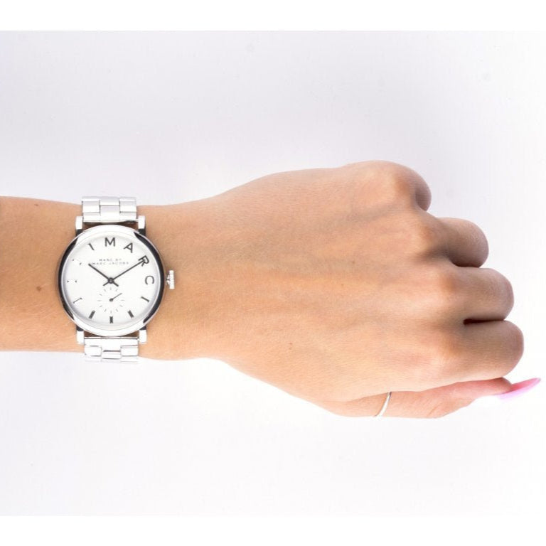 Marc Jacobs Baker White Dial Silver Steel Strap Watch for Women - MBM3242