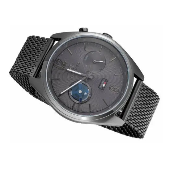 Shop Authentic Tommy Hilfiger Deacon Multifunction Black Dial Black Mesh Bracelet Watch for Men - 1791546 - Luxxuri