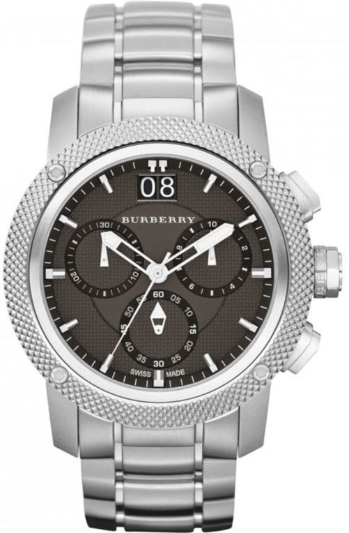 Shop Authentic Burberry Utilitarian Chronograph Black Dial Silver Steel Strap Watch For Men - BU9800 - Luxxuri