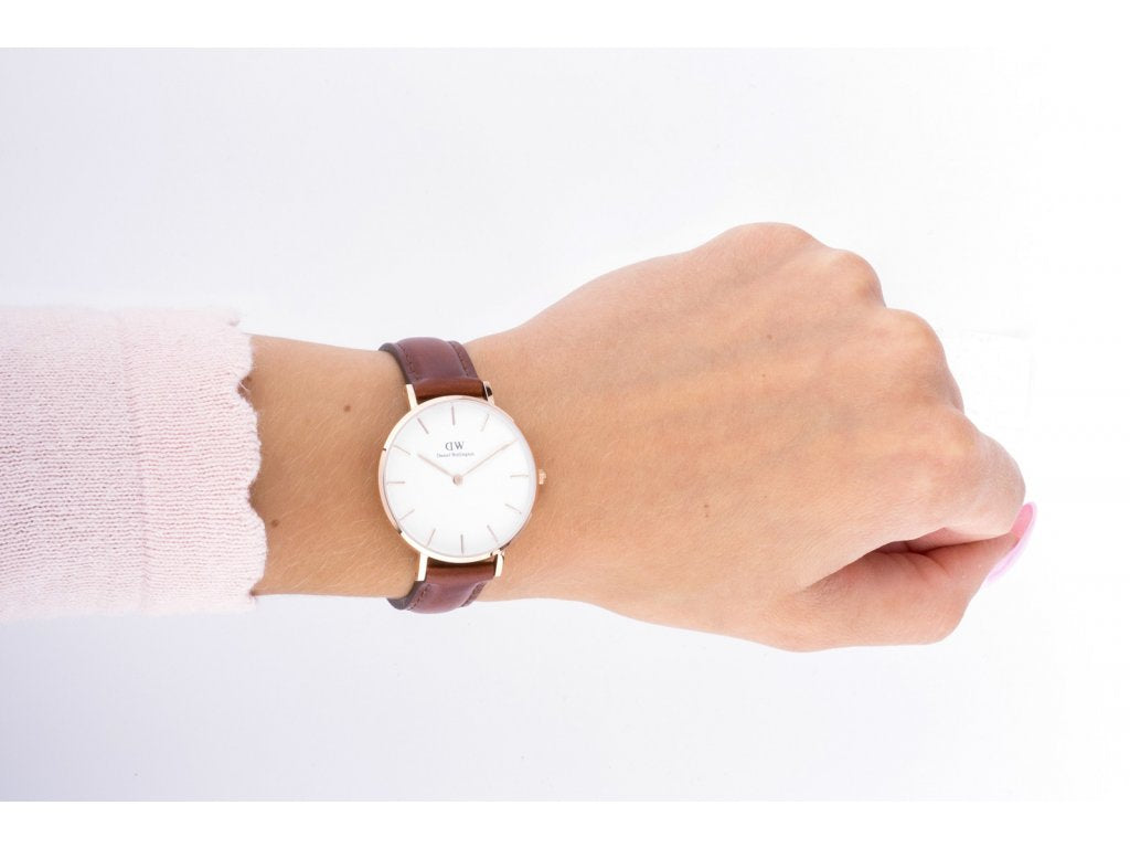 Shop Authentic Daniel Wellington Petite St Mawes White Dial Brown Leather Strap Watch For Women - DW00100175 - Luxxuri