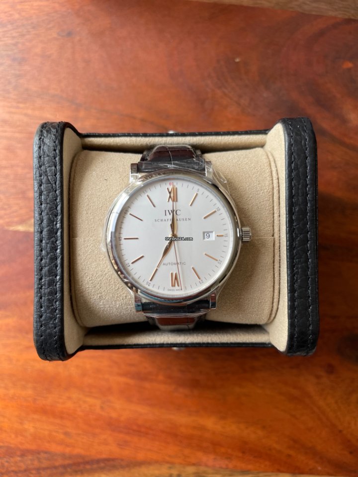 Shop Authentic IWC Portofino Automatic White Dial Black Leather Strap Watch for Men - IW356517 - Luxxuri
