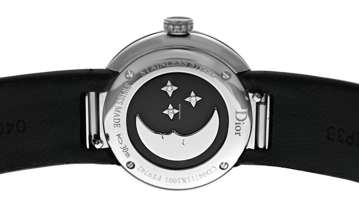 Shop Authentic Dior La D De Dior Dior Rose Céleste Diamonds Mother of Pearl Dial Black Leather Strap Watch for Women - CD04711X1001 0000 - Luxxuri