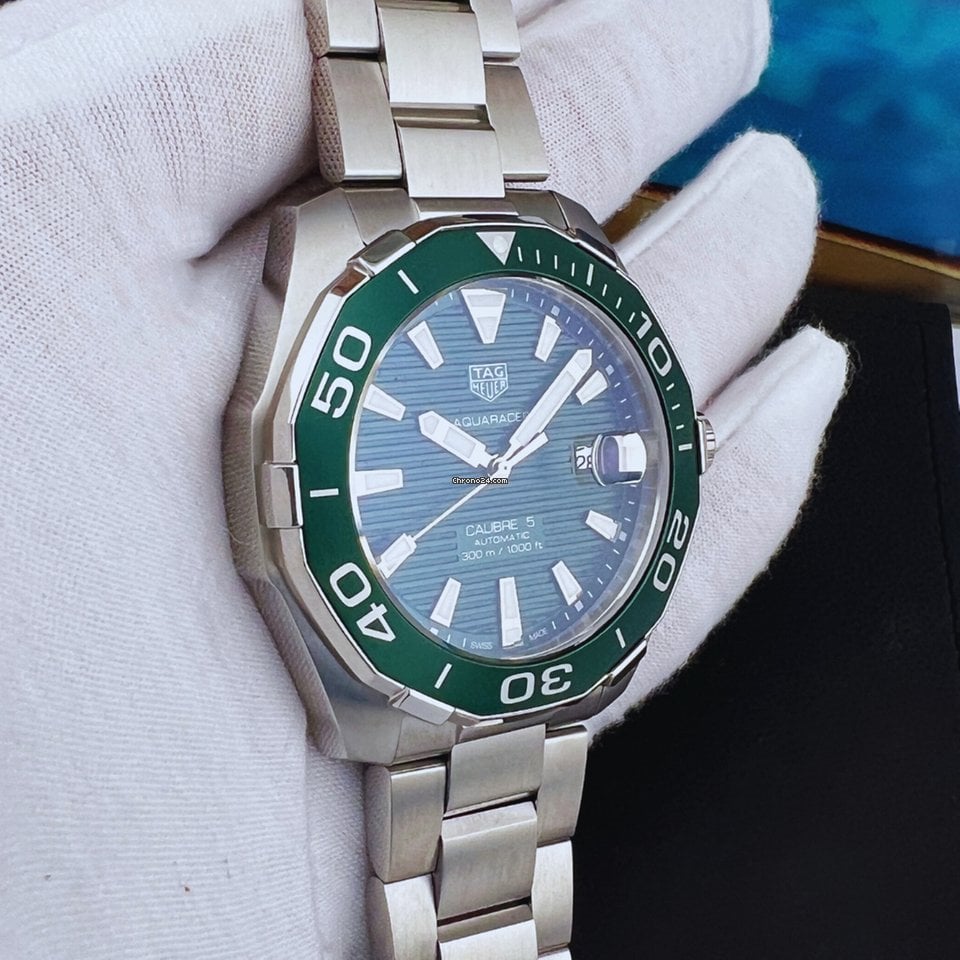 Shop Authentic Tag Heuer Aquaracer Green Dial Watch for Men - WAY201S.BA0927 - Luxxuri