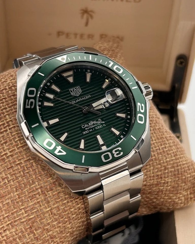 Shop Authentic Tag Heuer Aquaracer Green Dial Watch for Men - WAY201S.BA0927 - Luxxuri