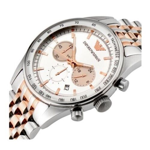 Shop Authentic Emporio Armani Sportivo Chronograph Silver Dial Two Tone Steel Strap Watch For Men - AR5999 - Luxxuri