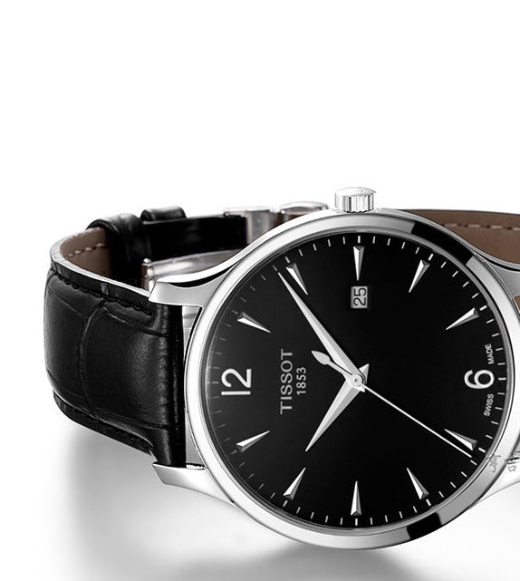 Shop Authentic Tissot T Classic Tradition Black Dial Black Leather Strap Watch For Men - T063.610.16.057.00 - Luxxuri