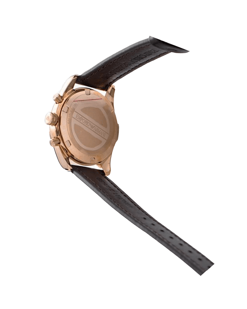 Shop Authentic Emporio Armani Chronograph Gray Dial Brown Leather Strap Watch For Men - AR6043 - Luxxuri