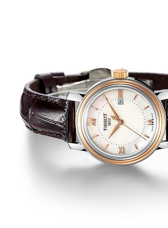 Shop Authentic Tissot Bridgeport Lady White Dial Brown Leather Strap Watch For Women - T097.010.26.118.00 - Luxxuri