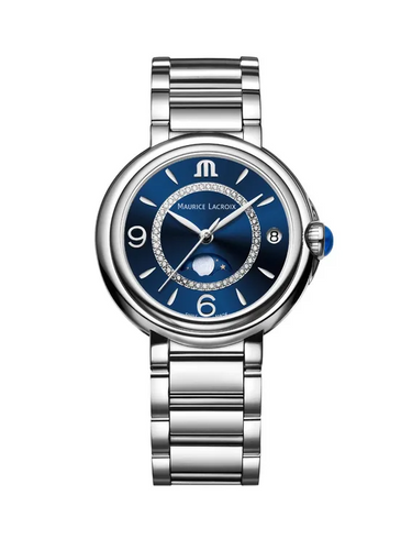 Shop Authentic Maurice Lacroix Fiaba Moonphase Blue Dial Silver Steel Strap Watch for Women - FA1084-SS002-420-1 - Luxxuri