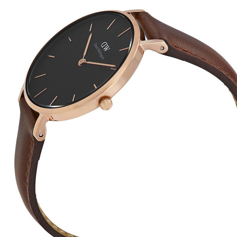 Shop Authentic Daniel Wellington Petite St Mawes Black Dial Brown Leather Strap Watch For Women - DW00100169 - Luxxuri