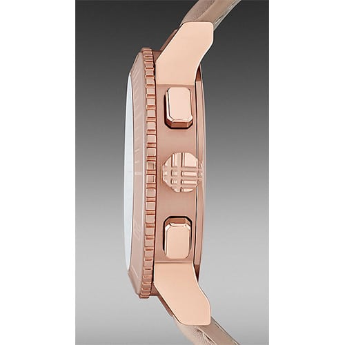 Shop Authentic Burberry Chronograph Rose Gold Dial Beige Leather Strap Watch for Women - BU9704 - Luxxuri