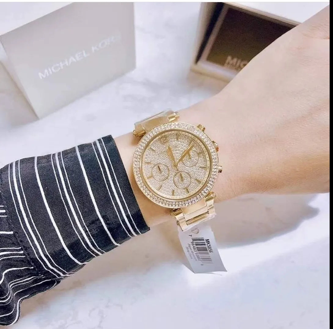 Shop Authentic Michael Kors Parker Gold Dial Gold Steel Strap Watch for Women - MK5856 - Luxxuri