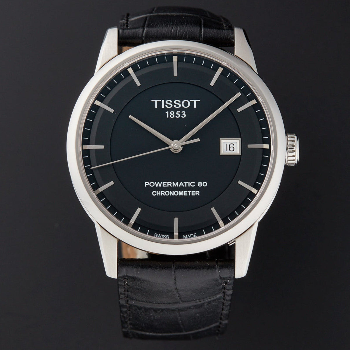 Shop Authentic Tissot T Classic Luxury Powermatic 80 Black Dial Black Leather Strap Watch For Men - T086.408.16.051.00 - Luxxuri
