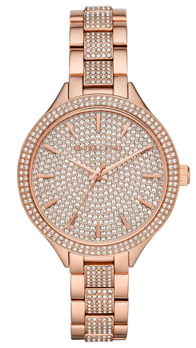 Shop Authentic Michael Kors Crystals Pavé Rose Gold Dial Rose Gold Steel Strap Watch for Women - MK3799 - Luxxuri