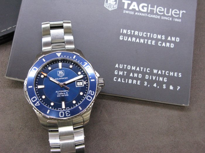 Shop Authentic Tag Heuer Aquaracer Caliber 5 Automatic Blue Dial Silver Steel Strap Watch for Men - WAN2111.BA0822 - Luxxuri