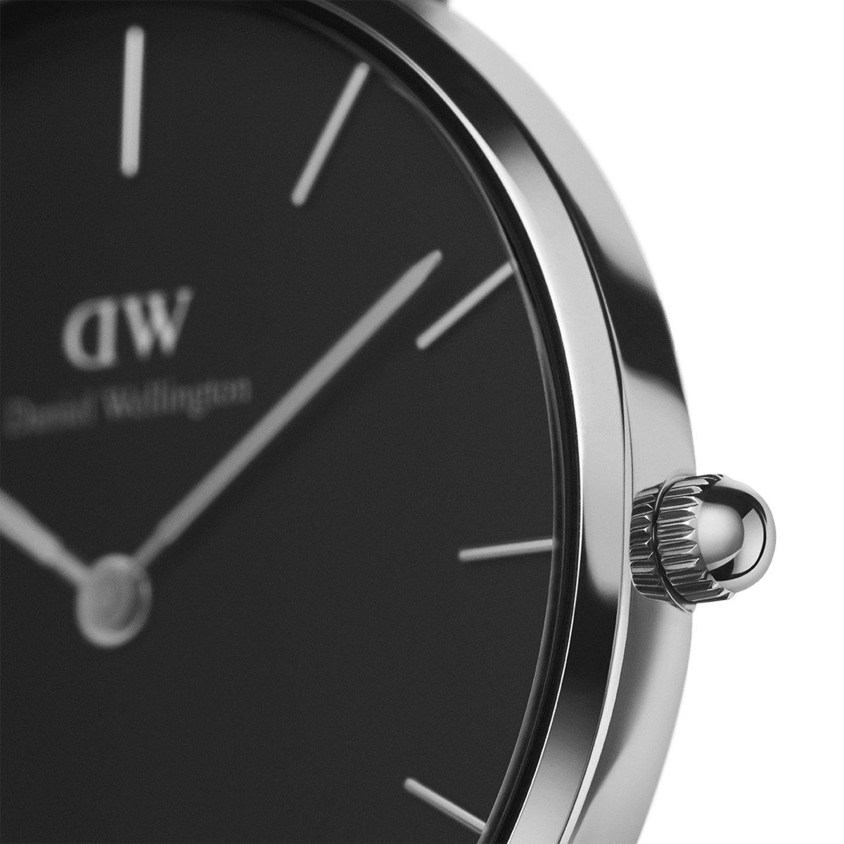 Shop Authentic Daniel Wellington Classic Petite Sterling Black Dial Silver Mesh Bracelet Watch For Women - DW00100162 - Luxxuri
