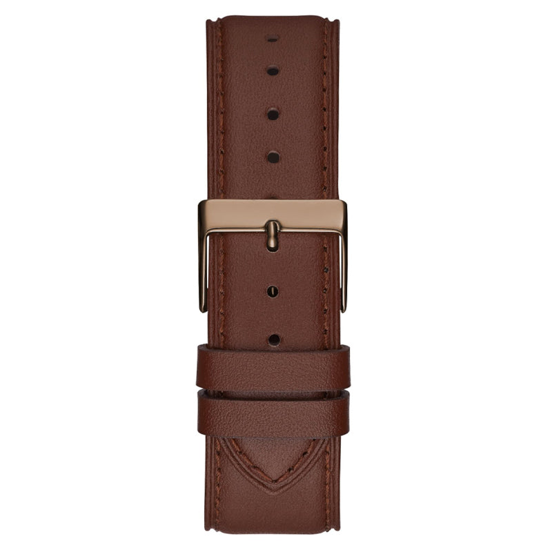 Shop Authentic Guess Multi-Function Chronograph White Dial Brown Leather Strap Watch For Men - GW0389G8 - Luxxuri